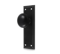 newliplace 2 Pack One-Sided Black Dummy Door Knobs Interior, Vintage Long Plate Dummy Door Knobs in Matte Black