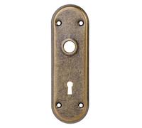 Newliplace 2 Pack Oval Mortise Lock Door Plates for Interior Doors, Old Style Mortise Door Knob Backplate Replacement, Vintage Antique Brass Door Escutcheon Plates