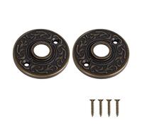 Newliplace 2 Pack Round Door Knob Rosette Plates for Rim Lock, Old Style Mortise Door Knob Backplate Replacement, Vintage Antique Brass Knob Plates for Cabinet
