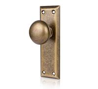 newliplace 2 Pack Single Sided Old Style Dummy Door Knobs Interior, Vintage Antique Brass Long Plate Dummy Door Handles