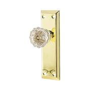 newliplace 2 Pack Vintage Single Sided Crystal Dummy Door Knobs Interior, Antique Long Plate Glass Dummy Door Knobs in Polished Brass/Gold