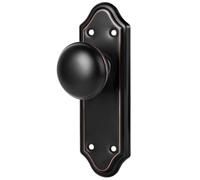 newliplace 2 Pack Vintage Single Sided Dummy Door Knobs Interior, Antique Long Curved Escutcheon Plate Old Style Dummy Door Handles in Classic Bronze