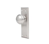 newliplace 2 Pack Vintage Single Sided Dummy Door Knobs Interior, Antique Long Plate Dummy Door Knobs in Brushed Nickel