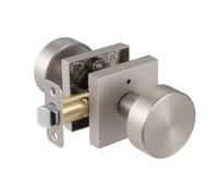 newliplace Brushed Nickel Door Knobs Interior, Privacy Bathroom Door Knob with Lock, Modern Square Privacy Interior Door Handle for Bedroom, Satin Nickel