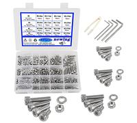 newlng 945pcs Screws Set M2 M3 M4 M5 Screws With Nuts and Washers Set Stainless Steel 304 Hexagon Cylinder for DIY Fixing With Storage Box