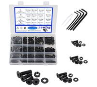 newlng M2 M3 M4 M5 Screws Set Carbon Steel Black Screws and Nuts Washers Set Countersunk Head Screws With Spanner