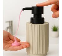 Blue Canyon Berkeley Soap Dispenser Bathroom, Kitchen Sink, Polyresin Dispenser Pump Bottle, Liquid Hand Wash Dispenser, Lotion, Compact Size, Almond