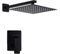 Newly Matt Black Bathroom Shower Faucet Set 8/10/12/16 Shower Head with Shower Handspray Hot and Cold Water Mixer Bath Taps,8 inch Shower Set Beauty Comes