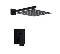 Newly Matt Black Bathroom Shower Faucet Set 8/10/12/16 Shower Head with Shower Handspray Hot and Cold Water Mixer Bath Taps,8 inch Shower Set Beauty Comes LWX