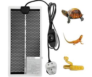 Newly UPgraded 7W Reptile Vivarium Heat Mats Pets Heating Pad for for Turtle,Snakes,Lizard,Gecko Plants Seeding Heat Pads Adjustable Amphibian Tank Warmer,UK Plug (14x28 cm) Heating is more uniform