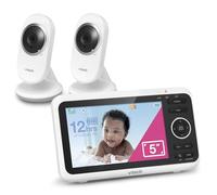 [Newly Upgraded] VTech VM350-2 Video Monitor with Battery supports 12-hr Video-mode, 21-hr Audio-mode, 5" Screen, 2 Cameras, 1000ft Long Range, Bright Night Vision, 2-WayTalk, Auto-onScreen, Lullabies