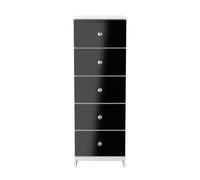 Newlyn 5 Drawer Tall Bedside (Ready Assembled) Ready Assembled 2 U Black One Size