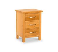 Newlyn Oak Bedside Table - Fully Assembled 3 Drawer Cabinet - By Roseland Furniture