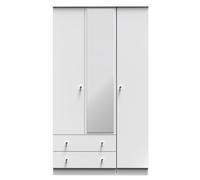Newlyn Triple Mirror Wardrobe with 2 Drawers (Ready Assembled) Ready Assembled 2 U White One Size
