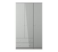 Newlyn Triple Wardrobe with 2 Drawers (Ready Assembled) Ready Assembled 2 U Dark Grey One Size