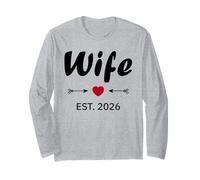 Newlywed Marriage Quote Minimalist Simple Wife Est 2026 Long Sleeve T-Shirt