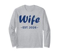 Newlywed Marriage Quote Minimalist Simple Wife Est 2026 Long Sleeve T-Shirt