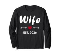 Newlywed Marriage Quote Minimalist Simple Wife Est 2026 Long Sleeve T-Shirt