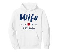 Newlywed Marriage Quote minimalist simple Wife Est 2026 Pullover Hoodie