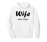 Newlywed Marriage Quote minimalist simple Wife Est 2026 Pullover Hoodie