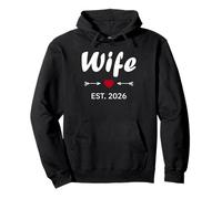 Newlywed Marriage Quote minimalist simple Wife Est 2026 Pullover Hoodie