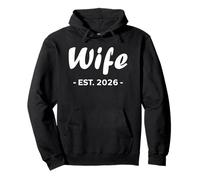 Newlywed Marriage Quote minimalist simple Wife Est 2026 Pullover Hoodie