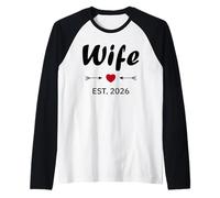 Newlywed Marriage Quote Minimalist Simple Wife Est 2026 Raglan Baseball Tee