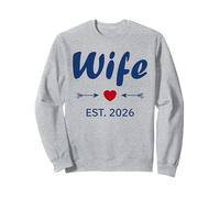 Newlywed Marriage Quote minimalist simple Wife Est 2026 Sweatshirt