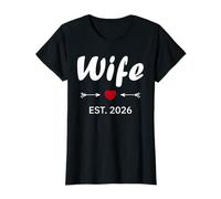 Newlywed Marriage Quote Minimalist Simple Wife Est 2026 T-Shirt