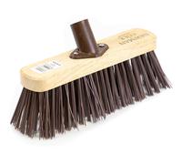 Newman and Cole 10" Wooden Garden Broom Head- 10" Stiff Synthetic Poly