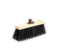 Newman and Cole 13" Wooden Broom Head with Stiff PVC Synthetic Poly Hard Bristle - Replacement Wooden Broom Head for Outdoor Garden Yard Brush Sweeping Wood Brush Head Fitted Fixing Bracket Connector