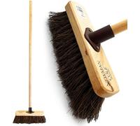 Newman & Cole 10'' Outdoor Broom Yard Brush With Stiff Natural Bassine Bristles For Patios And Garden