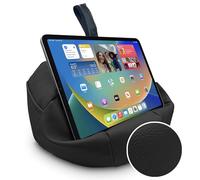 NEWMANS Black Faux Leather Beanbag for Tablet/iPad/Laptops - Holds securely at any angle on any surface - Handy side pockets