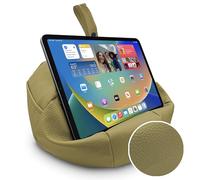 NEWMANS Camo Green Faux Leather Beanbag for Tablet/iPad/Laptops - Holds securely at any angle on any surface - Handy side pockets