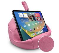 NEWMANS Pink Faux Leather Bean bag cushion for Tablet/iPad/Laptops - Holds securely at any angle on any surface - Handy side pockets