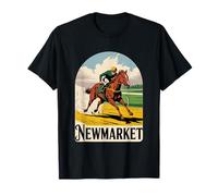 Newmarket Suffolk Horse Racing Jockey Retro Style Art T-Shirt