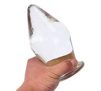 NewMaxer Huge Head Glass Butt Plug Crystal Anal Plug Bum Plug Pleasure Bomb Plug Anal Trainer Anal Expander Training Sex Toy (6.3inch XL)