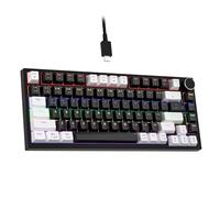 Newmen GM326 75% Percent Mechanical Keyboard,Wired Mini Backlit Hot Swappable Gaming Mechanical Keyboard with Knob,82 Keys Anti-Ghosting Compact White/Black Gaming Keyboards for PC Win Mac,Red Switch