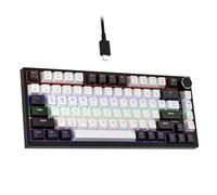 Newmen GM326 75% Percent Mechanical Keyboard,Wired Mini Backlit Hot Swappable Gaming Mechanical Keyboard with Knob,82 Keys Anti-Ghosting Compact Black/White Gaming Keyboards for PC Win Mac,Red Switch