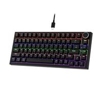 NEWMEN GM326 Wired Mechanical Keyboard, Gaming Keyboard 75% Percent, Compact TKL Hot Swap LED Backlit, USB C Mini Mechanical Keyboard with Knob, for PC/Win/Mac, QWERTY Layout, Black, Red Switch