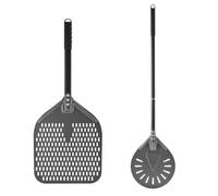 Newmeto 12 Inch + 9 Inch Perforated Pizza Peel Set, Pizza Turning Peel with Metal Handle, Pizza Spatula Paddle for Homemade Pizza Oven Accessories