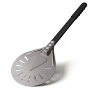 Newmeto Pizza Turning Peel 7 Inch Round Aluminum Perforated Pizza Peel Turner with Metal Handle Pizza Paddle for Homemade Pizza Oven Accessories