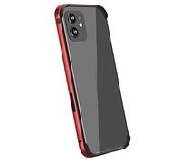 NewMoo Aluminum Frame Metal Bumper Slim Hard Case Cover for iPhone 12 Pro Max 12 Mini, Metal Frame Armor with Soft Inner Bumper, Raised Edge Protection (5.4" iPhone12mini, Red)