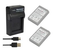 Newmowa BLS-5 Replacement Battery (2-Pack) and Portable USB Charger kit for Olympus BLS-5, BLS-50, PS-BLS5 and Olympus OM-D E-M10, PEN E-PL2, E-PL5, E-PL6, E-PL7, E-PM2, Stylus 1