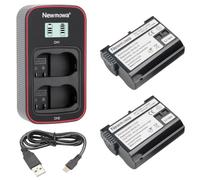 Newmowa EN-EL15 Battery (2 Pack) and LCD Dual USB Charger for Nikon EN-EL15