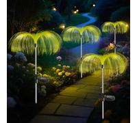 NEWNEN Solar Lights Outdoor Garden Stake：4 Pack Warm White Firework Solar Garden Light - Jellyfish Lamp Garden Ornaments Outdoor for Lawn Pathway Yard Party Patio Backyard Decoration