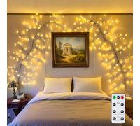 NEWNEN Willow Vine Twig Wall Lights: 144 LED Plug in Powered with Remote Control On/Off Timmer 5 Level Dimmable for Wall Indoor Bedroom Living Room Home Christmas Décor - Brown