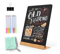 NEWNEWSHOW 8.7x12 Inch Tabletop Chalkboard with Wood Holder, Store Signs Chalkboard Menu Chalkboard Stand, Message Board, Bar and Special Event Decorations, Double-Sided Painting