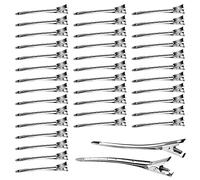 Neworkg 50pcs 3.5 Inches Duck Bill Hair Clips, Superior Silver Alligator Curl Clips with Holes, Hairdressing Salon Hair Grip, DIY Accessories Hairpins for Women and Girls