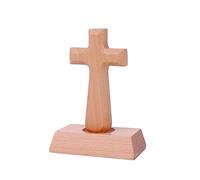 NEWOTE Wooden Standing Cross Statue & Figurine for Table Decoration Home Office Decor Church Religious (square head)